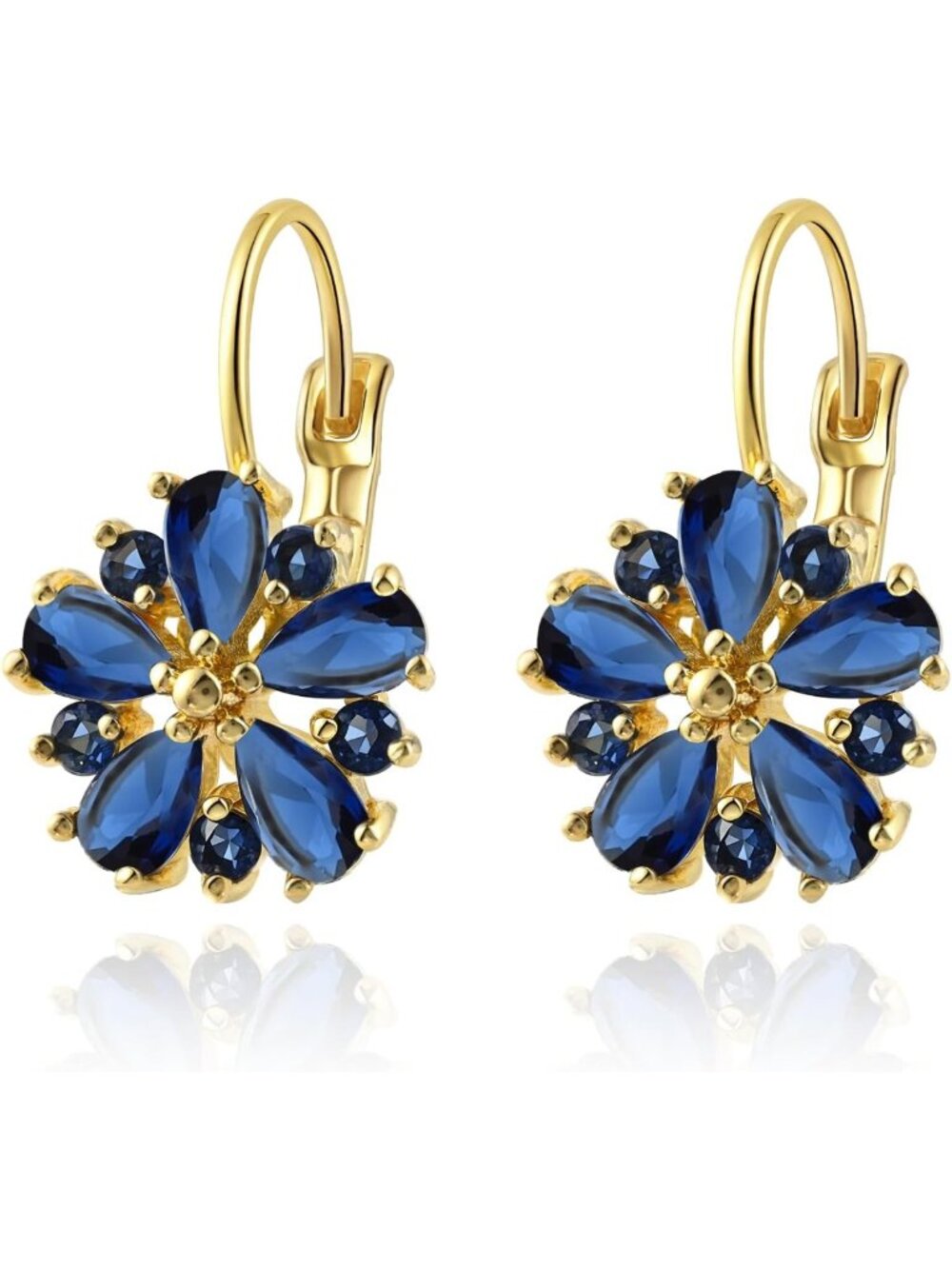 Vintage 14K Gold Plated Flower Birthstone Earrings - Elegant Floral Jewelry